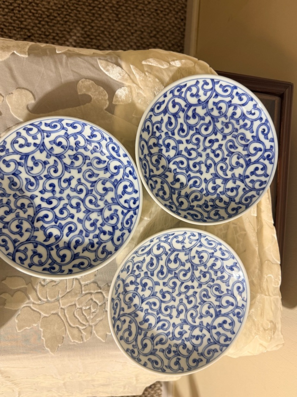 Blue & White Porcelain Plates  - Set of 3